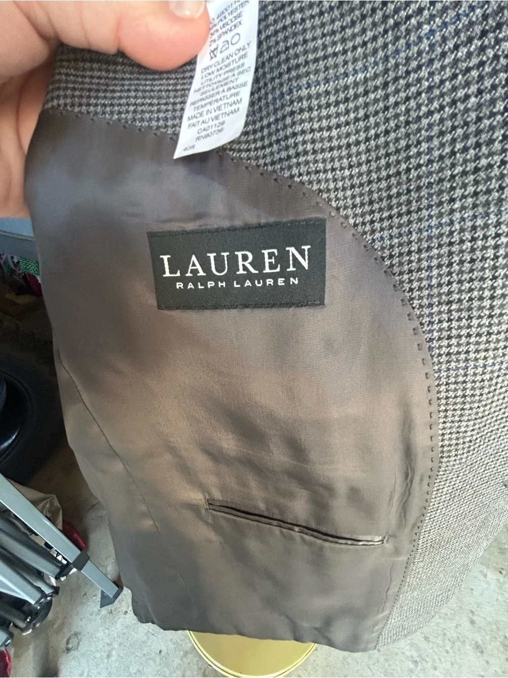 Lauren by Ralph Lauren Men's Gray Glen Plaid Blazer -Classic Tailored Jacket 40R
